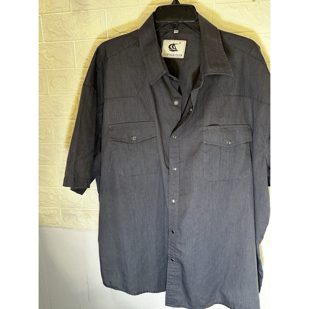 Coevals‎ Club Men's Short Sleeve Casual Western Black Snap Buttons Shirt 3XL